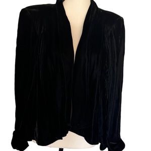 Alex Evening vintage black velvet open cardigan blazer size M